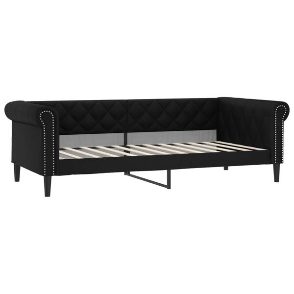 vidaXL Sofá cama con colchón cuero sintético negro 90x200 cm
