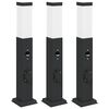 vidaXL Balizas de luz con sensor y tomacorriente, 3 unidades, 50 cm, color negro, IP44