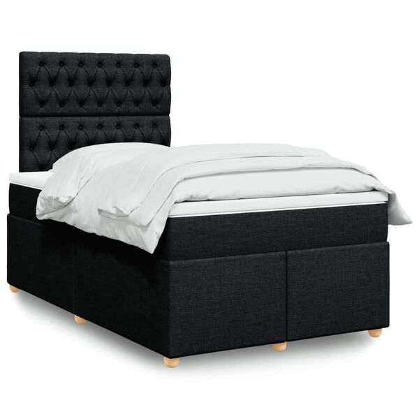 vidaXL Cama box spring con colch&oacute;n tela negro 120x190 cm