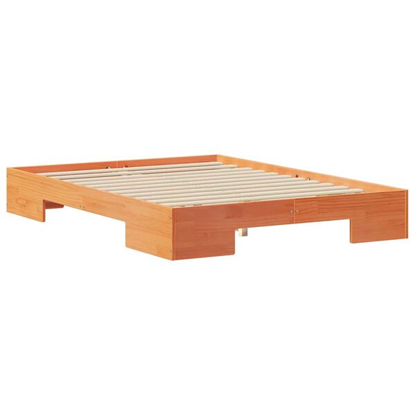 vidaXL Estructura de cama Marr&oacute;n 135 x 190 cm Madera maciza de pino