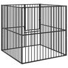 vidaXL Corralito para perros con 4 paneles acero galvanizado negro
