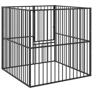 vidaXL Corralito para perros con 4 paneles acero galvanizado negro