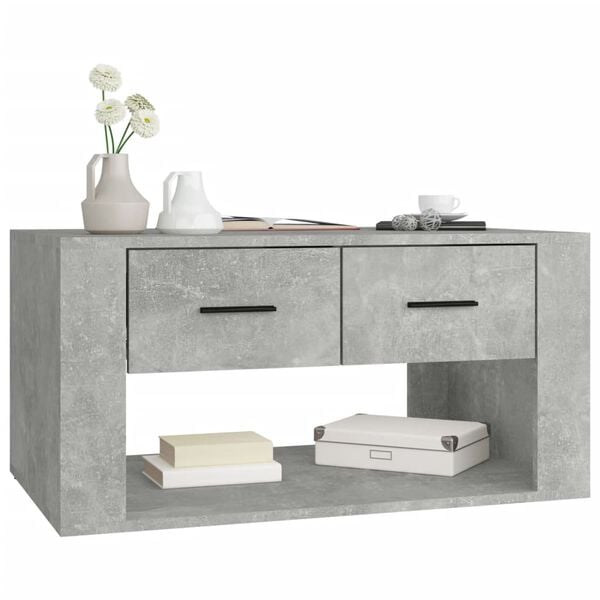 vidaXL Mesa de centro madera contrachapada gris hormigón 80x50x40 cm