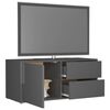 vidaXL Mueble TV madera contrachapada gris brillante 80x34x36 cm