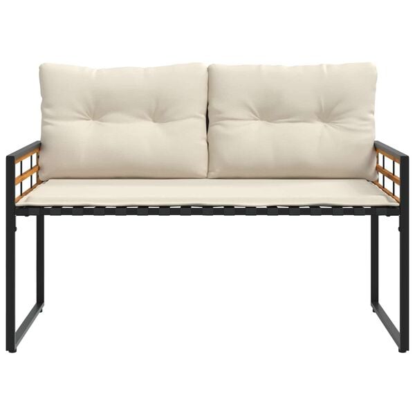 vidaXL Banco de Capa de Madera con cojín Liso Crema 114 x 55 x 77 cm