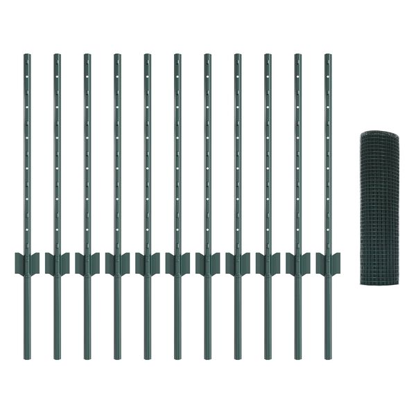 vidaXL Valla con Poste Verde 0,6 x 25 m Acero y PVC