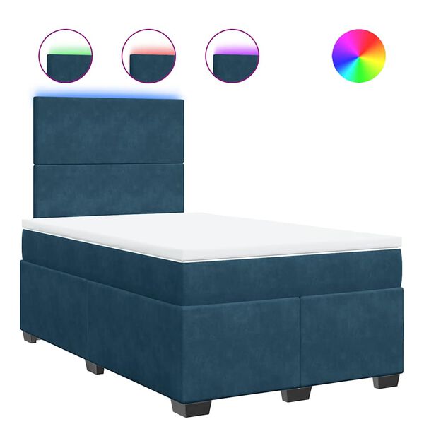 vidaXL Cama box spring con colch&oacute;n terciopelo azul 120x190 cm