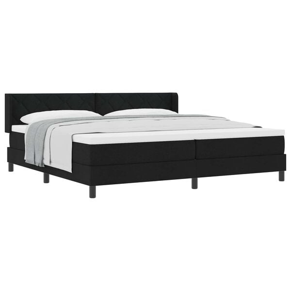 vidaXL Cama tipo Box Spring con colch&oacute;n Negro 200 x 200 cm tela