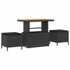 vidaXL Conjunto de Comedor de Jard&iacute;n 3 uds. Negro rat&aacute;n sint&eacute;tico