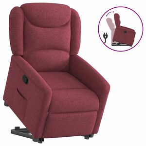 vidaXL Sill&oacute;n reclinable elevable tela rojo tinto