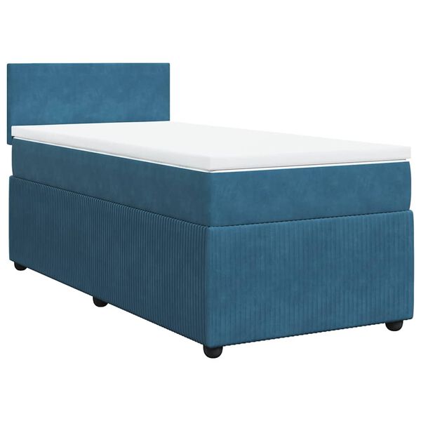 vidaXL Cama box spring con colch&oacute;n terciopelo azul 90x190 cm