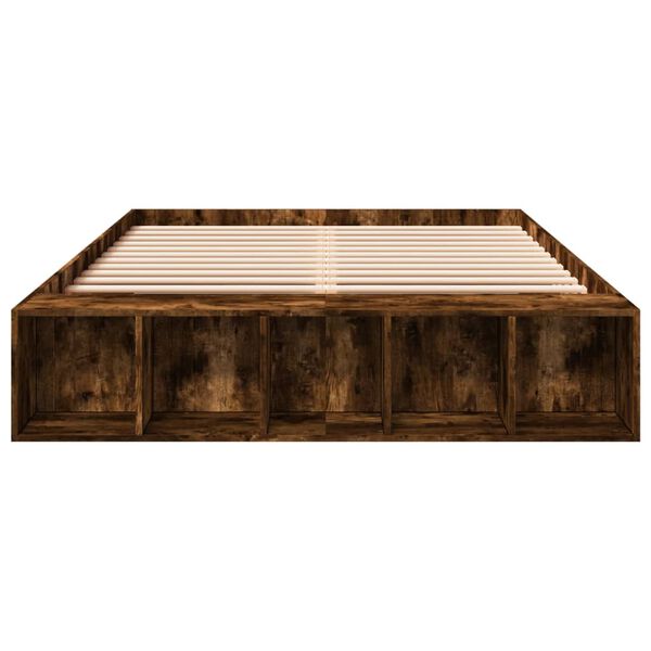 vidaXL Estructura de cama madera de ingenier&iacute;a roble ahumado 150x200cm