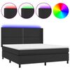 vidaXL Cama box spring colch&oacute;n y LED cuero sint&eacute;tico negro 180x200 cm