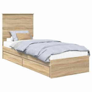 vidaXL Cama con almacenamiento con cabecera Roble Sonoma 75 x 190 cm