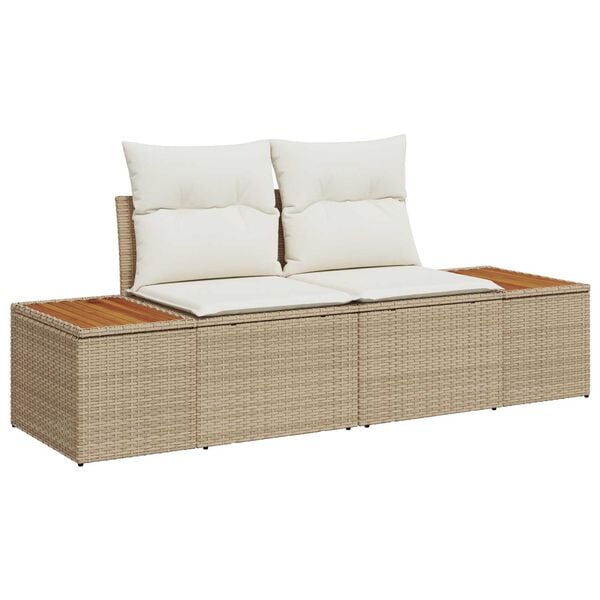 vidaXL Conjunto de sofá de jardín 9 pcs Beige Poliratán