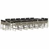 vidaXL Set comedor jard&iacute;n y cojines 17 pzas rat&aacute;n sint&eacute;tico gris claro