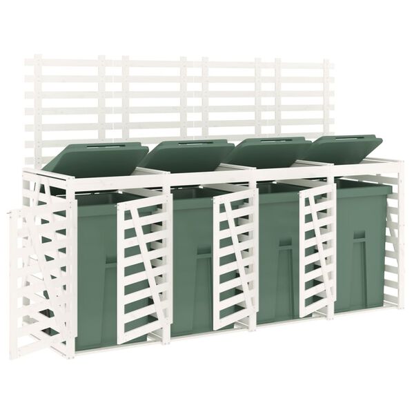 vidaXL Cobertizo cuádruple para cubos de basura madera de pino blanco