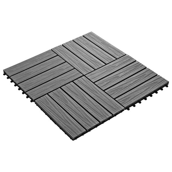 vidaXL Tile de Decking Dise&ntilde;o 3D 11 pcs Gris 30 x 30 cm WPC