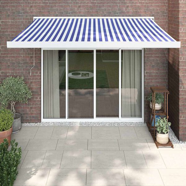 vidaXL Toldo retr&aacute;ctil aluminio y tela azul y blanco 3x2,5 m
