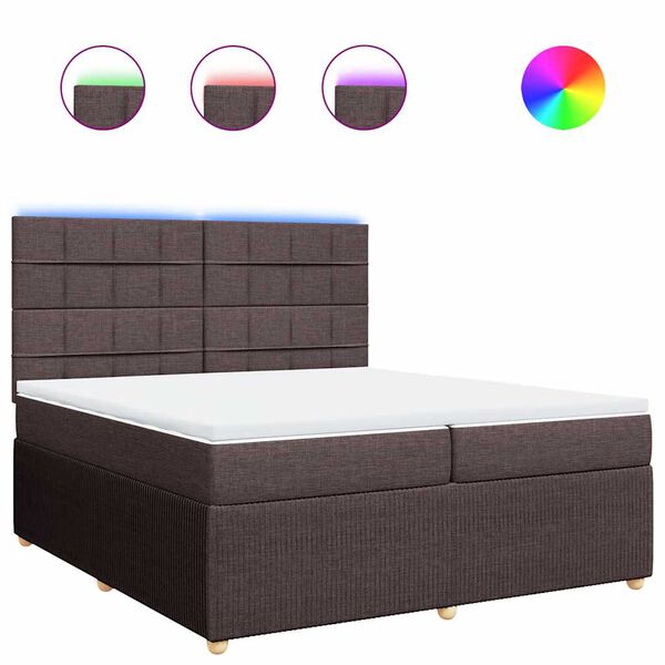 vidaXL Cama box spring con colch&oacute;n tela marr&oacute;n oscuro 200x200 cm