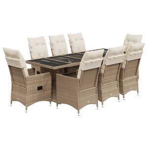 vidaXL Set de mesa y sillas de jard&iacute;n 5 pzas y cojines rat&aacute;n PE beige