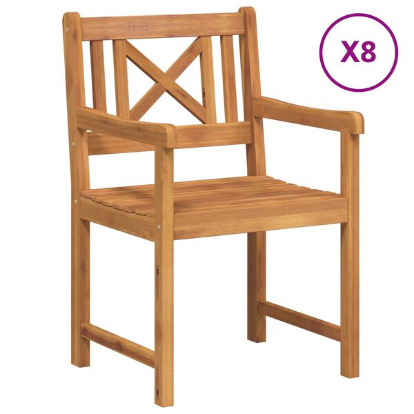 vidaXL Silla de Jardín 8 pcs 56 x 56 x 90 cm Madera de Acacia Sólida
