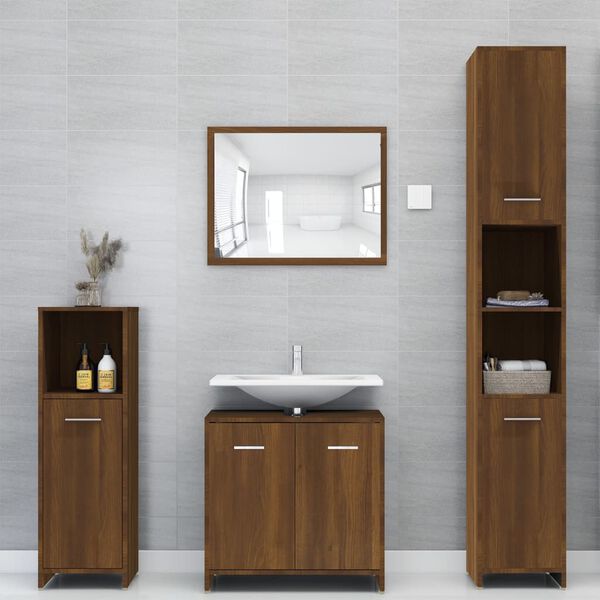 vidaXL Armario de baño madera contrachapada roble marrón 30x30x95 cm