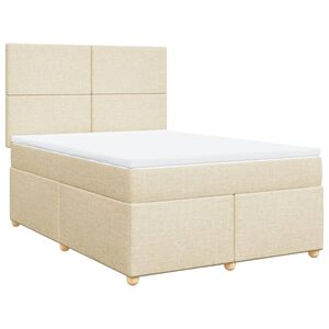 vidaXL Cama box spring con colch&oacute;n tela color crema 160x200 cm