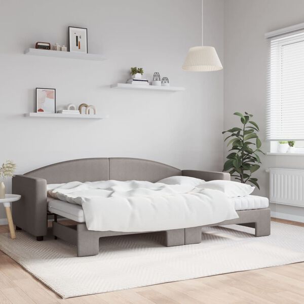 vidaXL Sofá cama nido con colchón tela gris taupe 80x200 cm