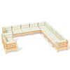vidaXL Muebles de jard&iacute;n 11 pzas y cojines madera maciza de pino crema