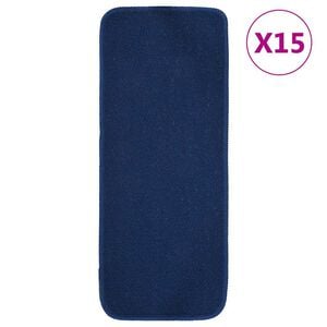 vidaXL Alfombrilla de escalera 15 uds azul marino rectangular 60x25 cm