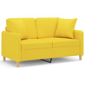 vidaXL Sof&aacute; de 2 plazas con cojines tela amarillo claro 120 cm