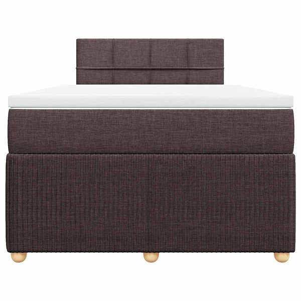 vidaXL Cama box spring con colch&oacute;n tela marr&oacute;n oscuro 120x190 cm