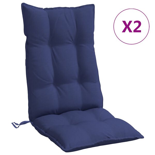 vidaXL Cojines para silla respaldo alto 2 uds tela Oxford azul marino