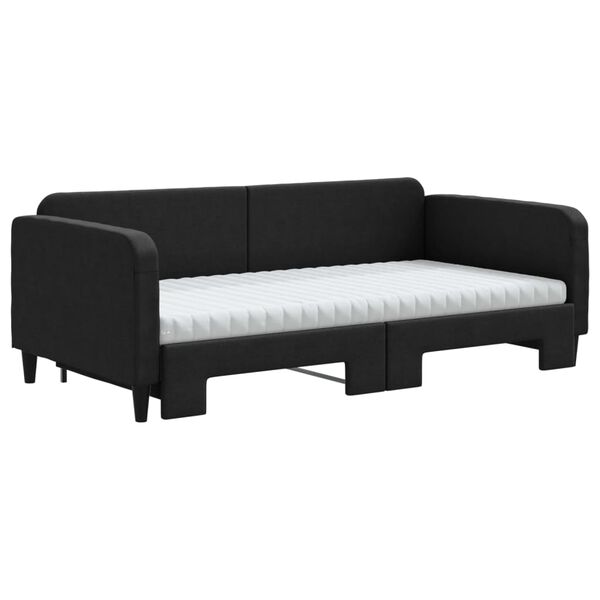 vidaXL Sofá cama nido con colchón tela negro 100x200 cm