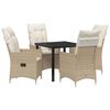 vidaXL Conjunto de Comedor de Jard&iacute;n 5 uds. Beige rat&aacute;n sint&eacute;tico