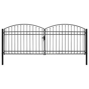 vidaXL Puerta de valla ASSEN de doble puerta con arco superior de acero, 400 x 150 cm