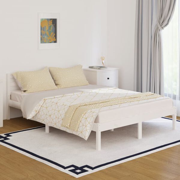 vidaXL Estructura de cama sin colch&oacute;n madera de pino blanco 140x200 cm