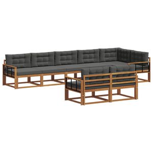 vidaXL Conjunto de sof&aacute;s de exterior 8 pcs Natural y Antracita