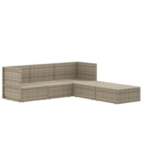 vidaXL Set de muebles de jard&iacute;n 5 pzas y cojines rat&aacute;n sint&eacute;tico gris