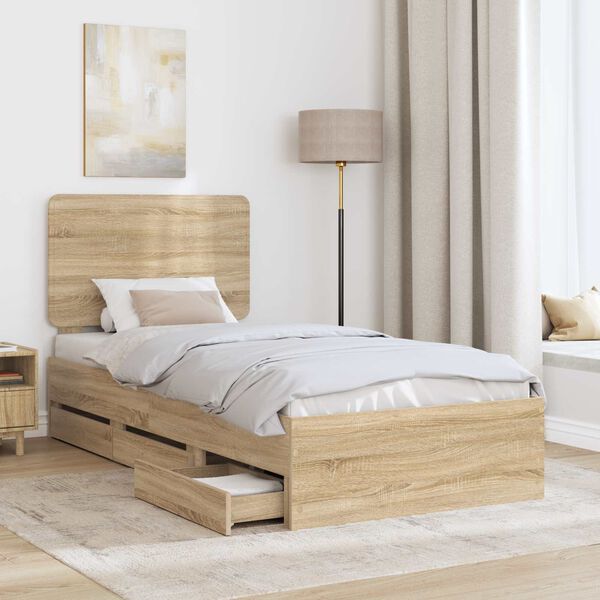 vidaXL Estructura de cama Roble Sonoma 75 x 190 cm Madera Ingenieril
