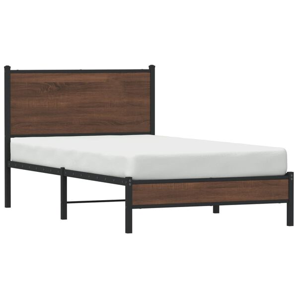 vidaXL Estructura de cama sin colchón metal marrón roble 100x200 cm
