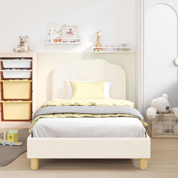 vidaXL Cama para ni&ntilde;os con cabecero Crema 80 x 200 cm Tela de Oveja