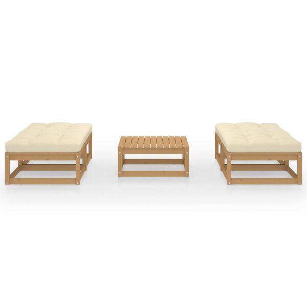 vidaXL Juego de muebles de jardín 5 pzas y cojines madera pino maciza