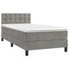 vidaXL Cama box spring colch&oacute;n y LED terciopelo gris claro 90x200 cm