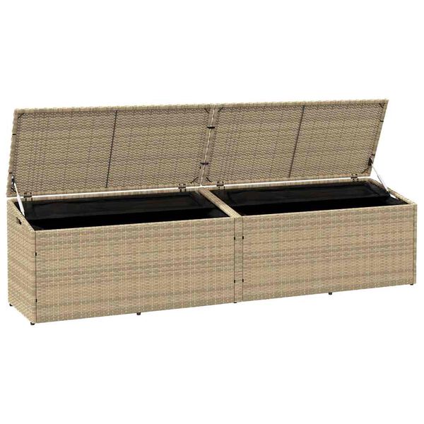 vidaXL Caja de almacenaje jard&iacute;n rat&aacute;n beige 220x50x58 cm