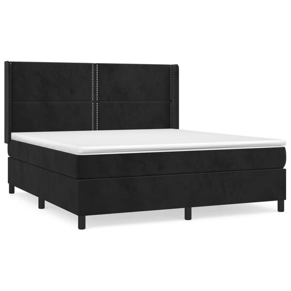 vidaXL Cama box spring con colch&oacute;n terciopelo negro 160x200 cm