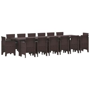 vidaXL Conjunto de Comedor de Jard&iacute;n 15 pcs Marr&oacute;n Ratan Polt