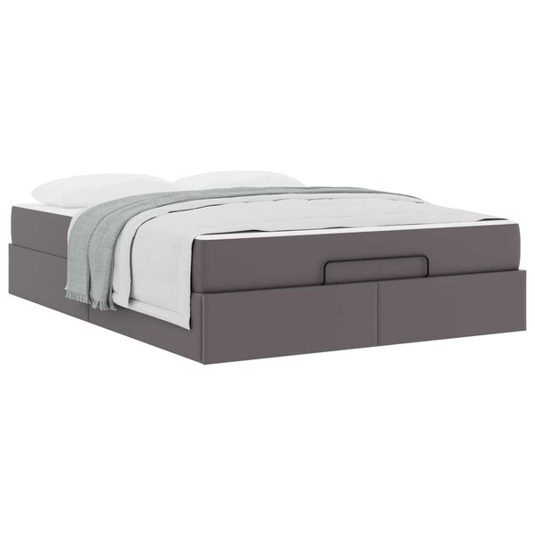 vidaXL Estructura de cama con colch&oacute;n con colch&oacute;n 2 pcs Gris PVC