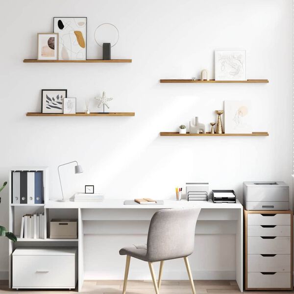 vidaXL Estante de pared con estante 4 pcs Marr&oacute;n 100 x 9 x 3 cm